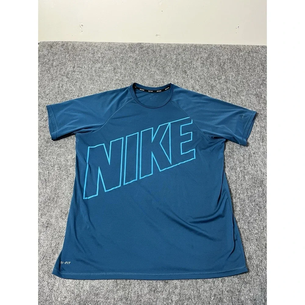Nike Shirt Mens XLBlue Performance Drifit Swim‎ Tee Athletic Swimming A14*